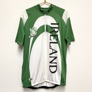 Croker Ireland Cycling Jersey Shirt Size M 1/4 Zip Neck Short Sleeve Green White